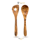 Preview: Blessed Olive Wood Kochlöffel & Risotto Löffel aus Olivenholz Kochbesteck